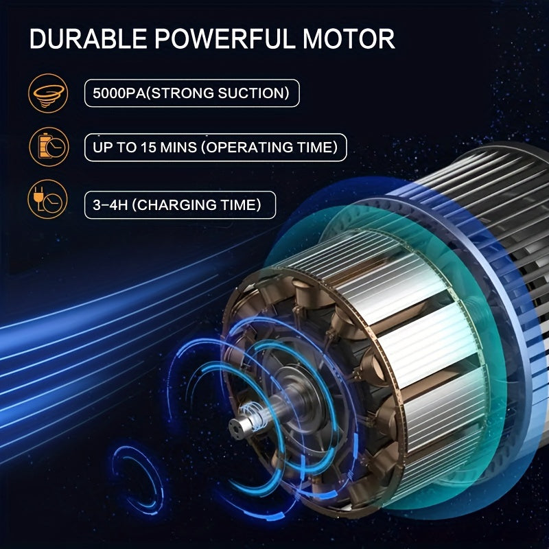 7-piece High-power Wireless Vacuum Cleaner, High-power Household And Car Dual-use Vacuum Cleaner, Dust Removal And Cleaning Interior, Strong Suction