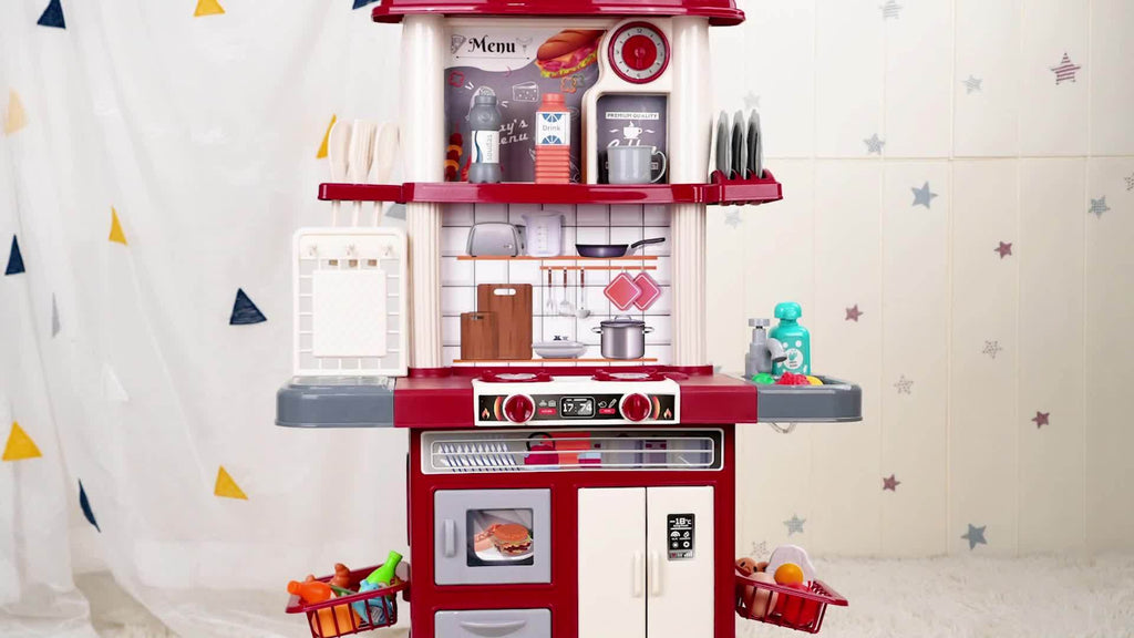 Kids Play Kitchen Set - Pretend Play Food Toys with Light Sound Spray, Random Color Play Food, Ideal for Ages 3 4 5 6 7 8, Perfect Halloween Christmas Gift