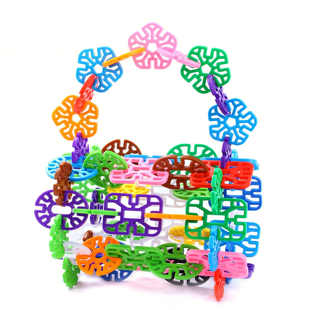 Children Building Toys, 98pcs Snowflakes Educational Building Blocks Kit for Kids, Round Hole Puzzle, Fun Assembly Puzzle, Best Gift for Boys Girls Creative Games & Fun Activit-Random color