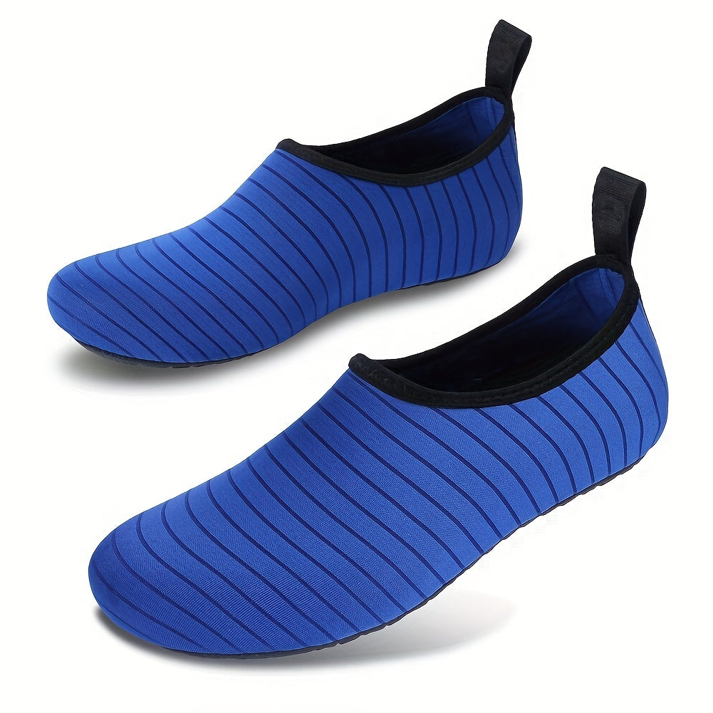 [Water Socks] Women's Water Socks, Solid Stripes Beach Creek Shoes, Casual Flat Slip-on Outdoor Sports Shoes For Swimming Surfing Boating Fishing