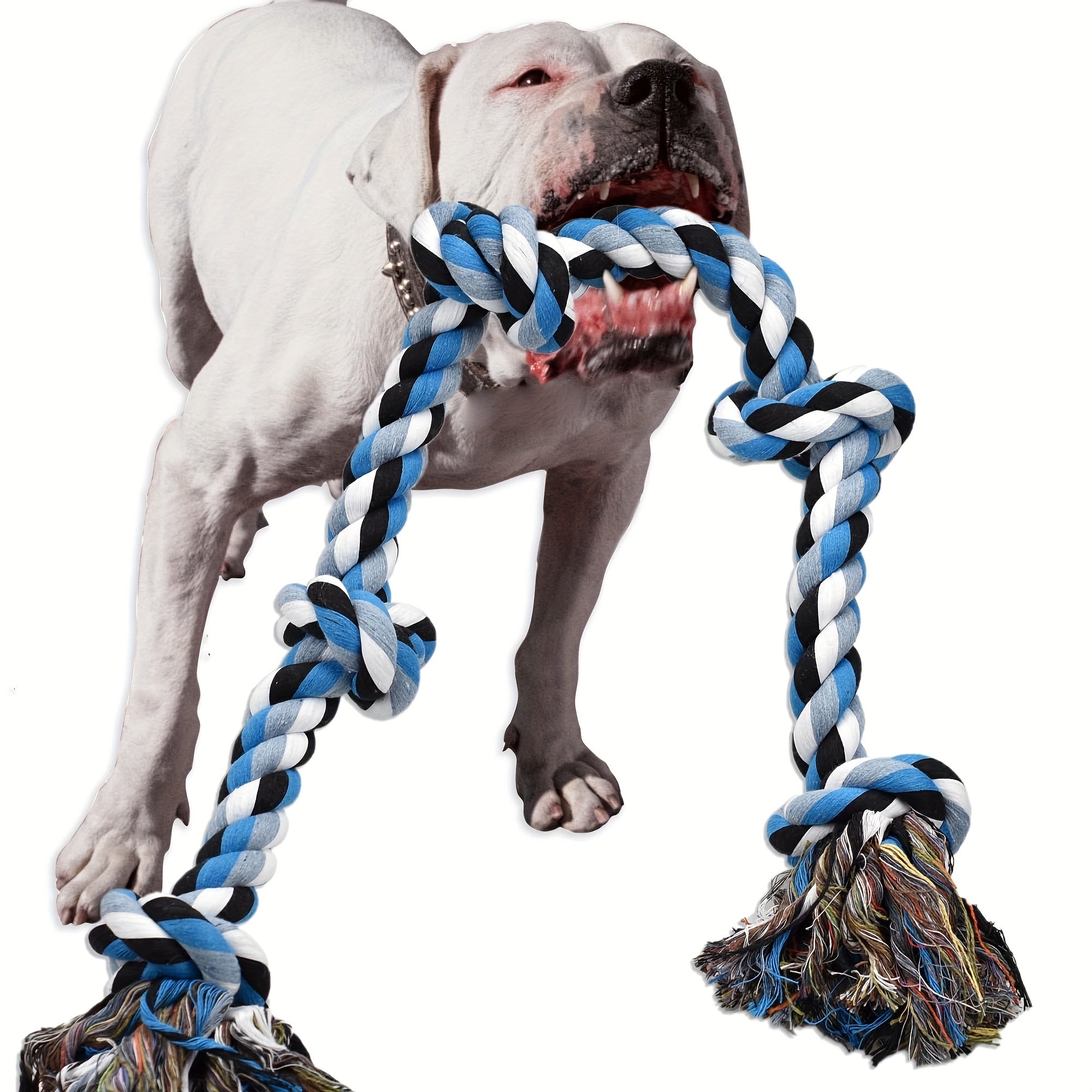 Durable Polyester Dog Rope Toys, Tough Chewable Tug Rope, for Aggressive Chewing, Teeth Cleaning, Tether Ball for Large Breeds, Heavy-Duty Play and Exercise