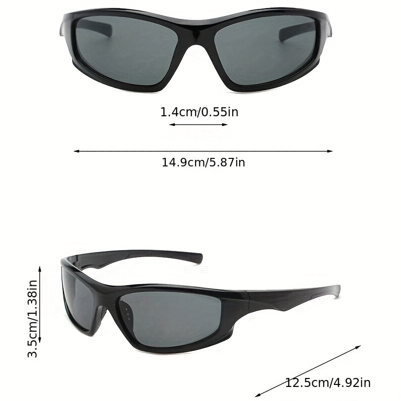 2pcs Wrap Around Sports Fashion Glasses For Women Men Y2K Mirrored Outdoor Sun Shades For Driving Hiking Travel