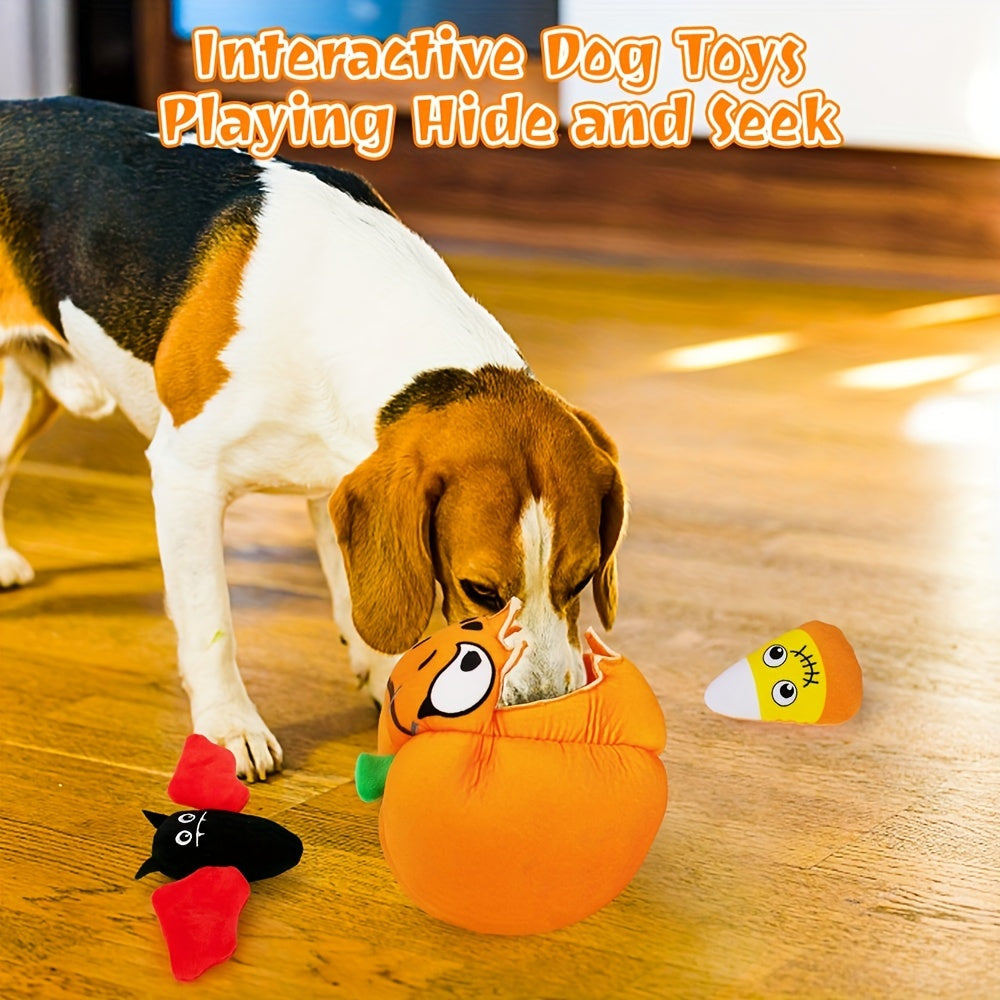 1pc Halloween Dog Toy - Pumpkin & Ghosts Dog Halloween Toys, Squeaky Plush Dog Toy, Dog Squeaking Toy Halloween Dog Toys Gifts For Small Medium Large Dogs, Hide And Seek Dog Toy