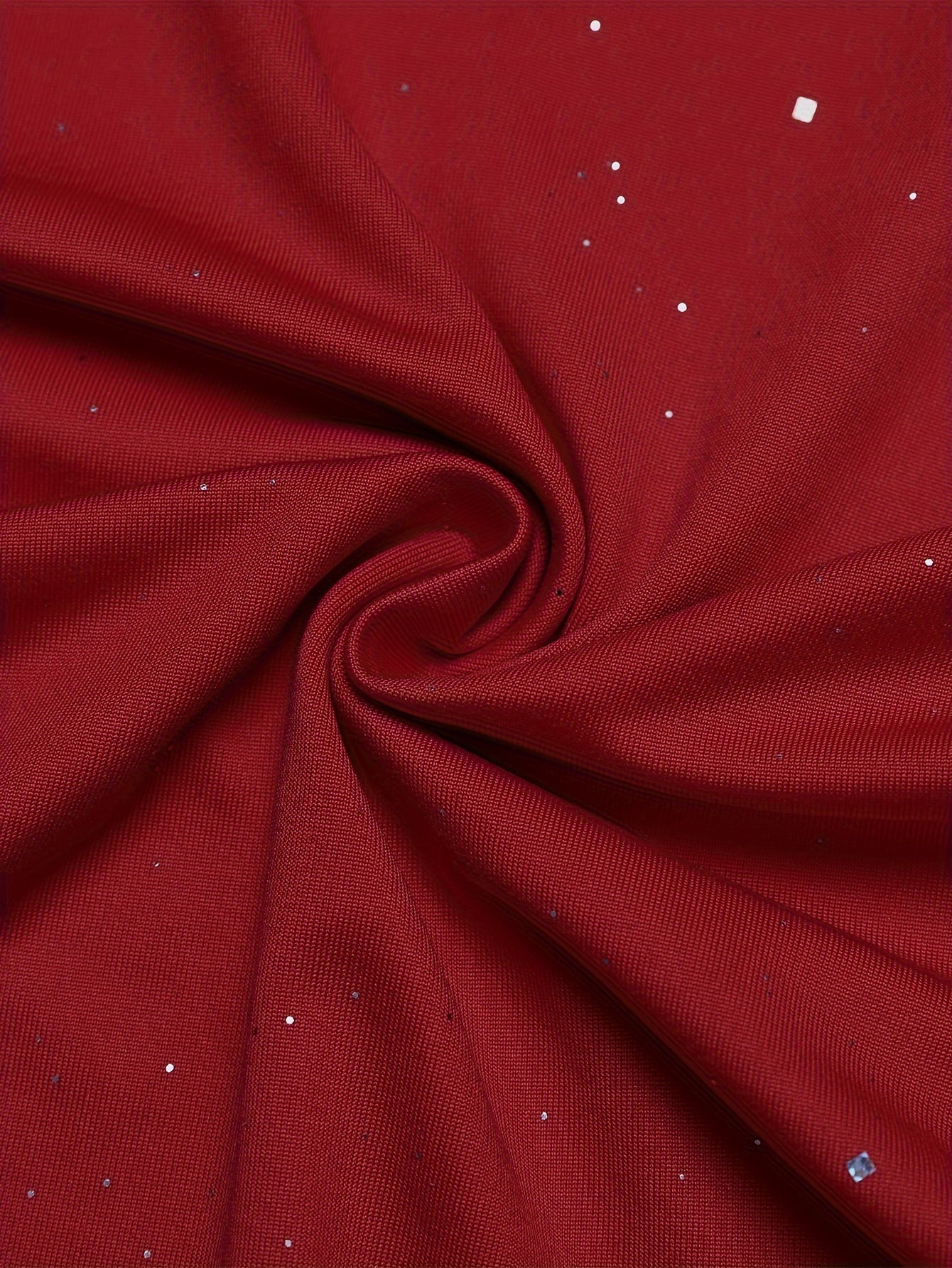 [Red Rhinestone Dress] Deep Red Sparkling Rhinestone Bodycon Dress