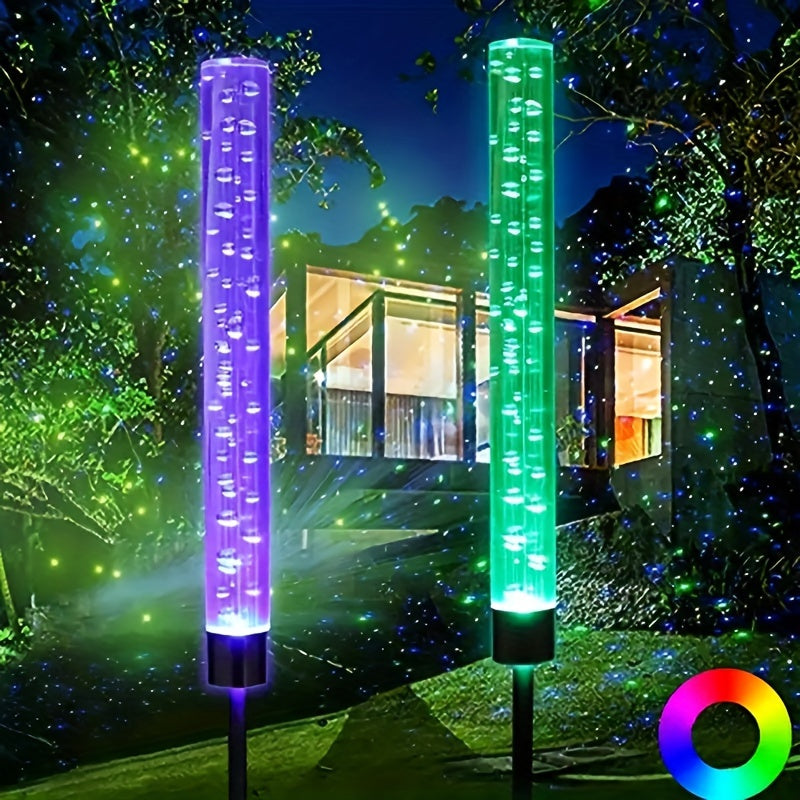 Colorful Solar Reed Bubble Stick Lamp - Lighted Holiday Displays for Courtyard, Park, Lawn, and Garden - RGB Acrylic Insert Landscape Lamp with Vibrant Colors