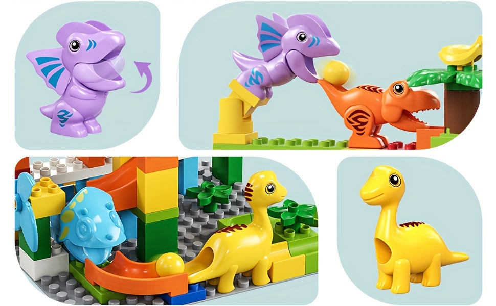Burgkidz Marble Racetrack Building Blocks Dinosaur Toys: Stem Ball Racetrack For Boys And Girls, With Functional Dinosaur Building Blocks, Marble Maze Game Toy Christmas Halloween Gifts