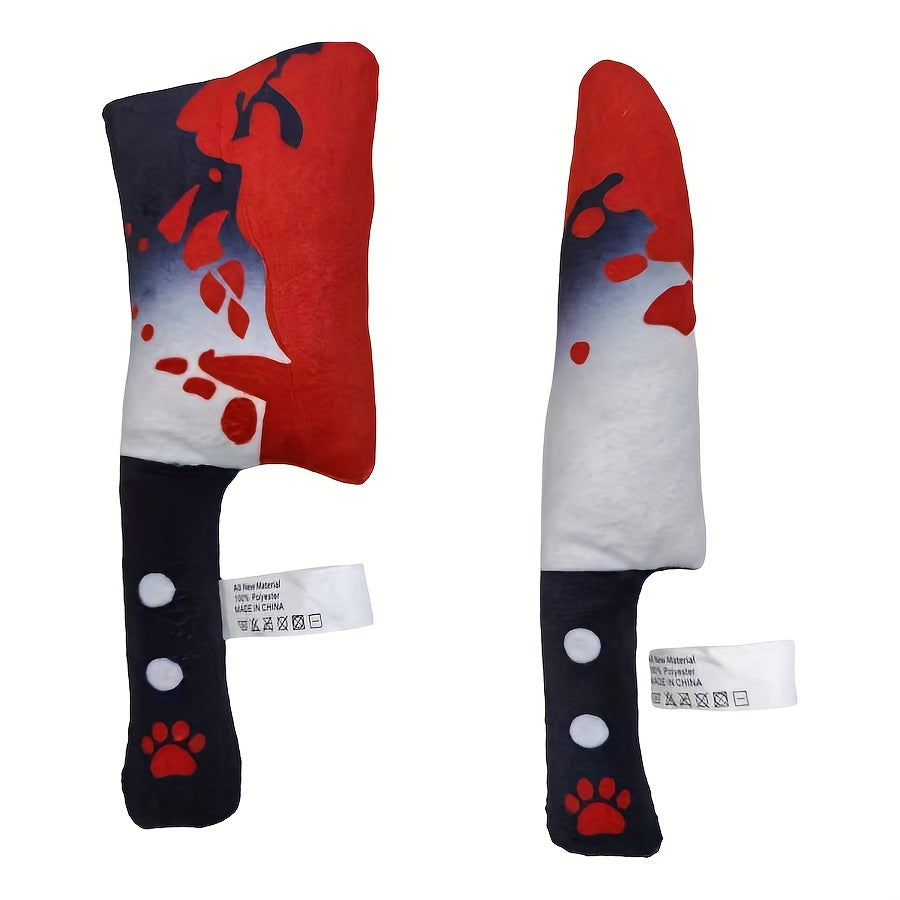 Festive Halloween Plush Dog Toy Set: Adorable Blood-Printed Knife Dog Toy, Soft and Silly, Perfect for Your Pooch - Pair of Plush Toys