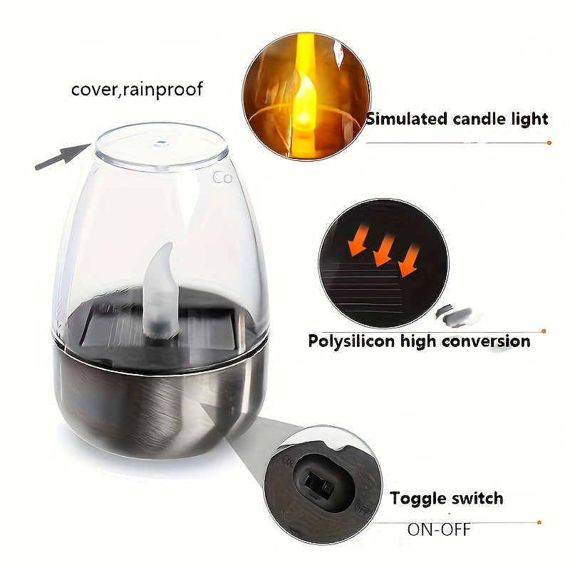 6/4pcs Flameless Flickering Candles | Outdoor Waterproof Solar Lights, IP44/IP65 Waterproof, LED Decorative Candlelight Suitable for Party, Wedding, Bar, Home Decor, Dinner, Outdoor Picnic, Christmas Decorative Lights, Candle