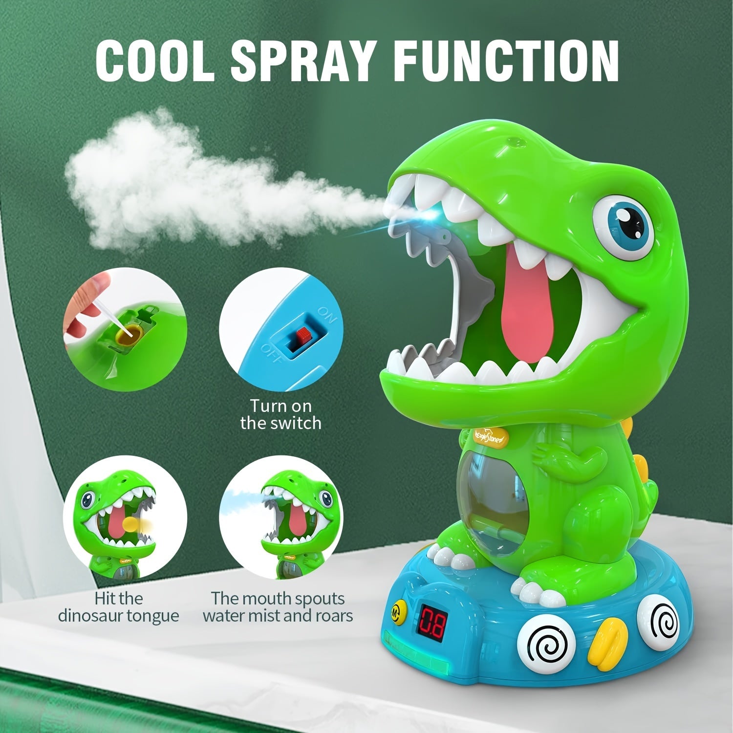 EagleStone Movable Dinosaur Toys For Kids 5-7, Spaying & Auto Scoring, Dino Shooting Target Game With 2 Pump Guns, 48 Foam Balls, Sound, Fun Gift For Boys & Girls, Party Favor