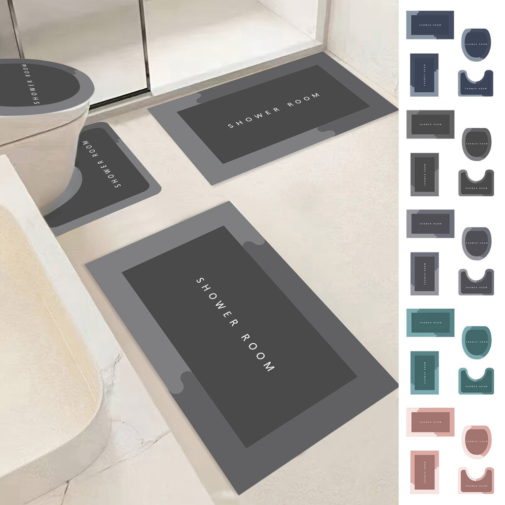 Stylish 4PCS Bath Mats For Bathroom Machine Washable, Bathroom Rugs Sets 4 Piece Bathroom Toilet Mat Set Super Absorbent Quick Dry Non Slip Backing For Safe And Easy Cleaning Perfects For Any Home Hotel Shower Room Bathroom R