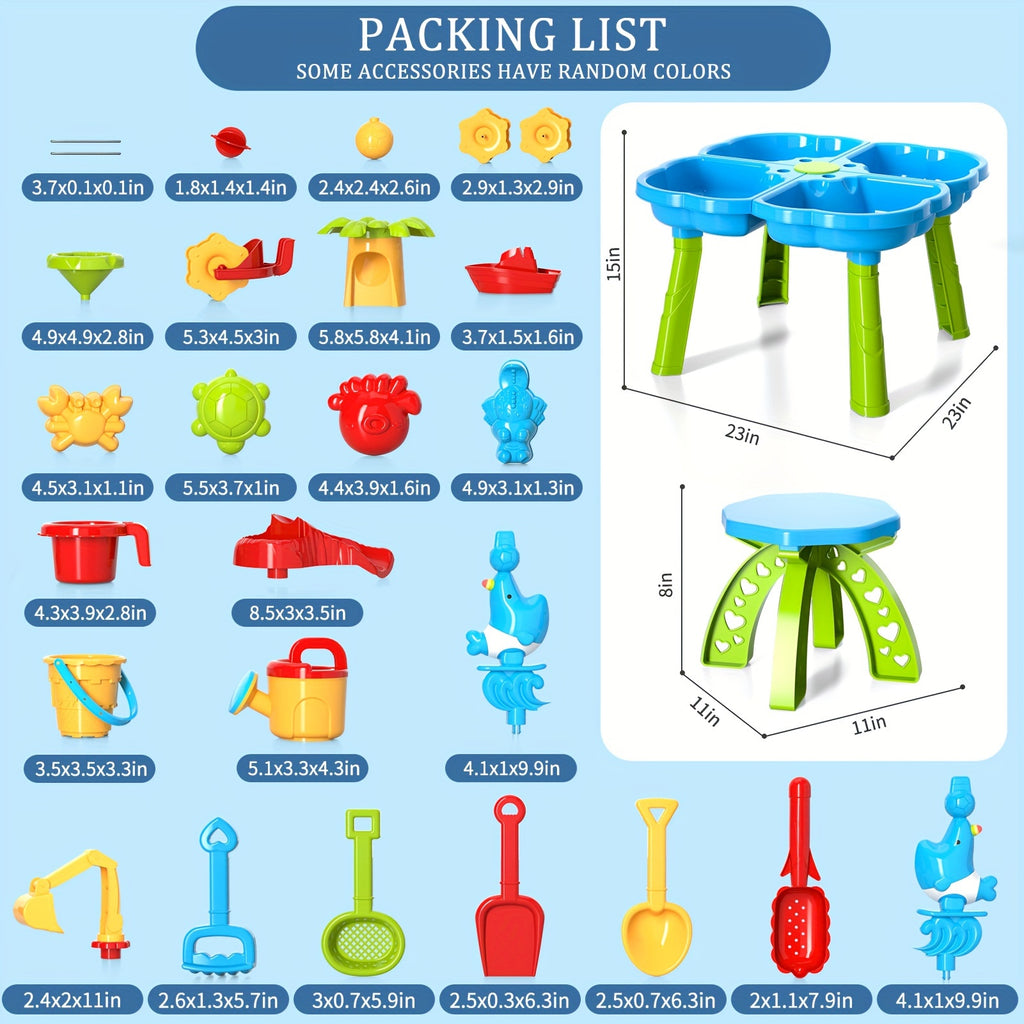 Water and Beach Four-leaf Clover Shape Table Toys, Summer Outdoor Activity for Youngsters Youngsters Boys and Girls