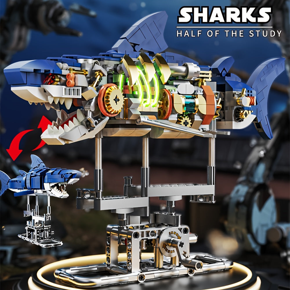 Ideas Shark Sea Creatures Building Set, Marine Animal Building Blocks Toys With Display Stand And Light, STEM Toys For Adults Crossing Ocean Lovers, 687pcs Christmas, Halloween Gift