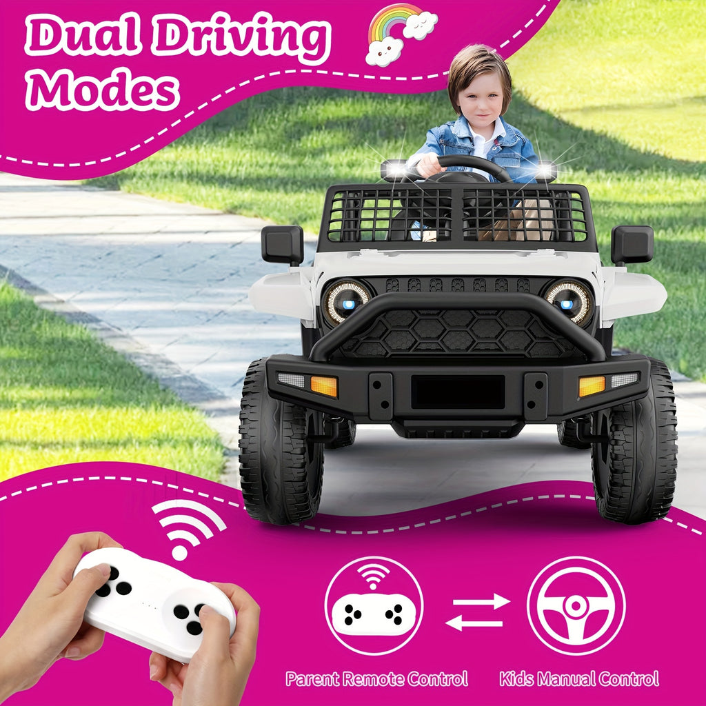 Kids Electric Ride On Truck Car, 12V Electric Ride On Toys, Spring Suspension, Music