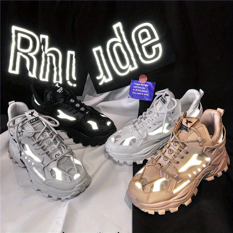 [1 Pair Men'S Cloud Pattern Sneakers] Round Toe Lace-Up  Athletic Sneakers, Sports , Breathable Fabric