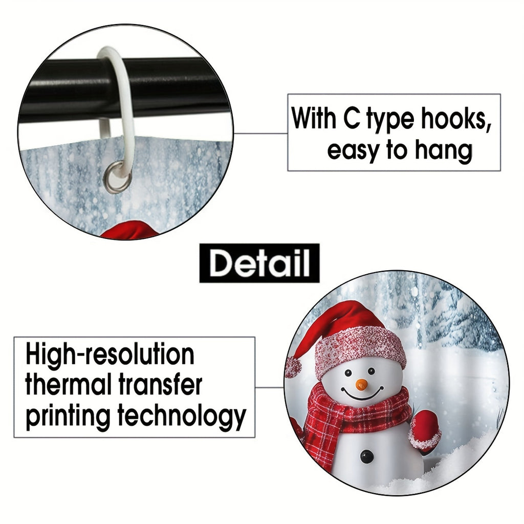 4pcs Christmas Shower Shower Curtain - Waterproof Curtain Set With Non-Slip Rugs, Toilet U-Shape Mat, Toilet Seat Cover, Machine Washable Bathroom Decoration Curtain Set With 12 Hook, Christmas Theme Bathroom Accessories