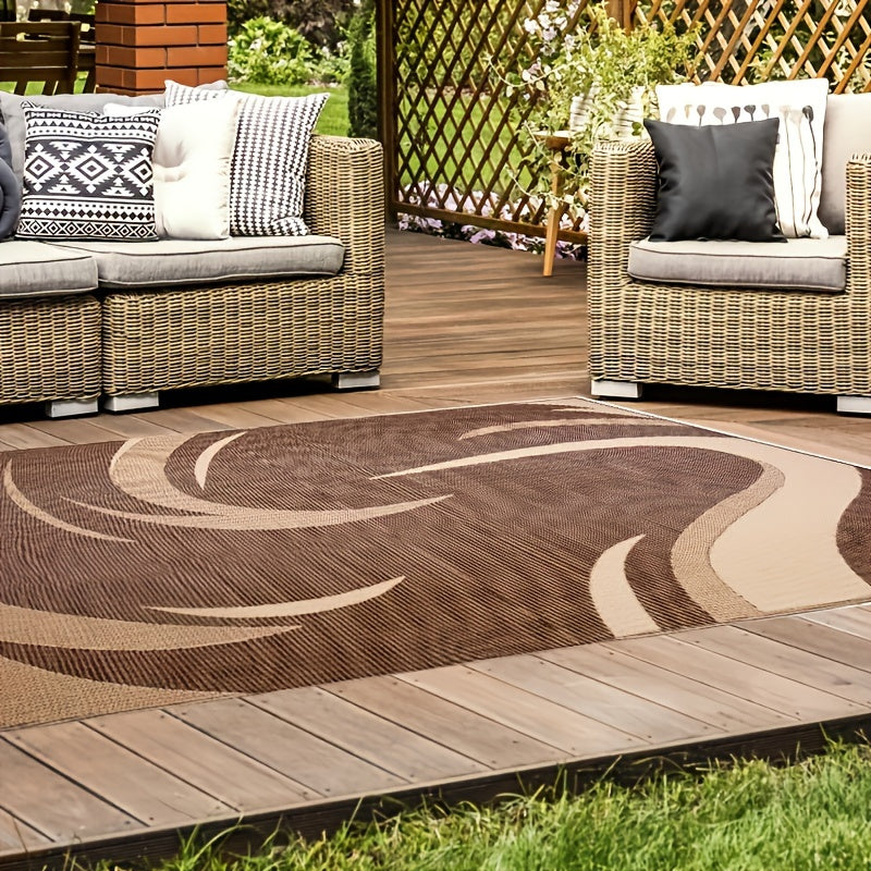 1pc Outdoor Rug For Patio. 8'X18' Resistant Mat, Reversible Plastic Camping Rugs, Rv, Porch, Deck, Camper, Balcony, Backyard