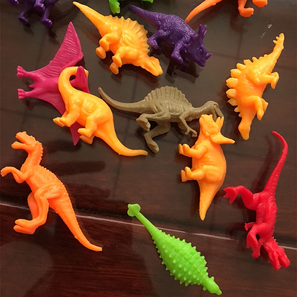 50 Soft Rubber Dinosaur Toys - Random Selection of High-Quality Plastic Mini Dinosaurs, Suitable for Ages 3-6