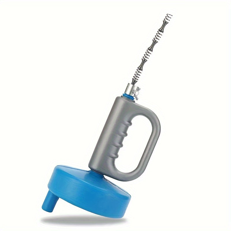 1pc Hand-Operated Pipe Dredger - Unclog Drains, Toilets, and Kitchens with Spring-Loaded Steel Wire - Effective Sewer Cleaning Tool for Home and Commercial Use