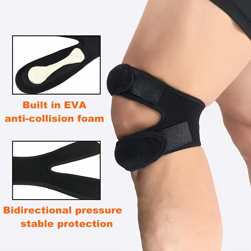 1pc FlexiSupport Elastic Knee Brace, Polyester & Nylon High Stretch Patella Stabilizer, Pull-On Knee Pad for Sports, Cycling, Mountaineering, Basketball, Soccer - Uncharged Knee Support Strap