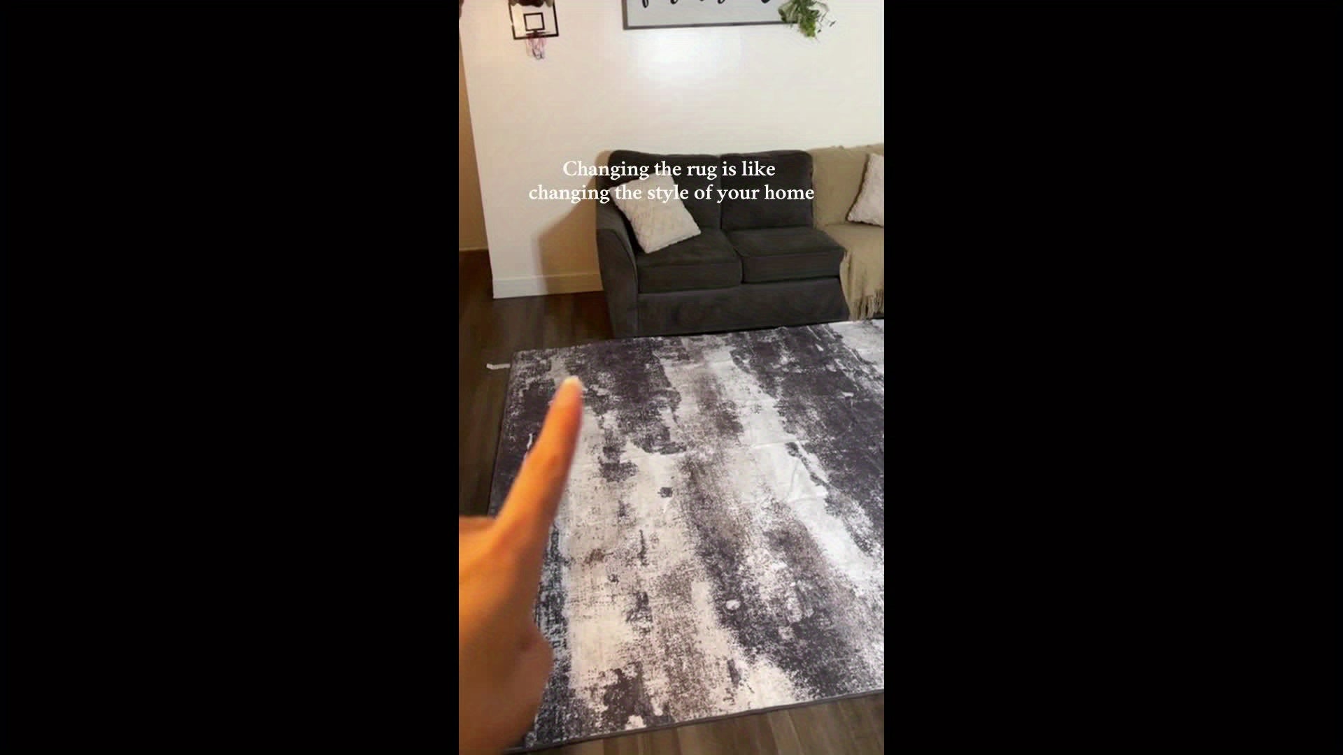 Dark Gray and Black Modern Abstract Striped Area Mat - Non-Slip Backing, Soft Polyester Fabric, Machine Washable for Living Room or Bedroom Decor, Rugs for Living Room