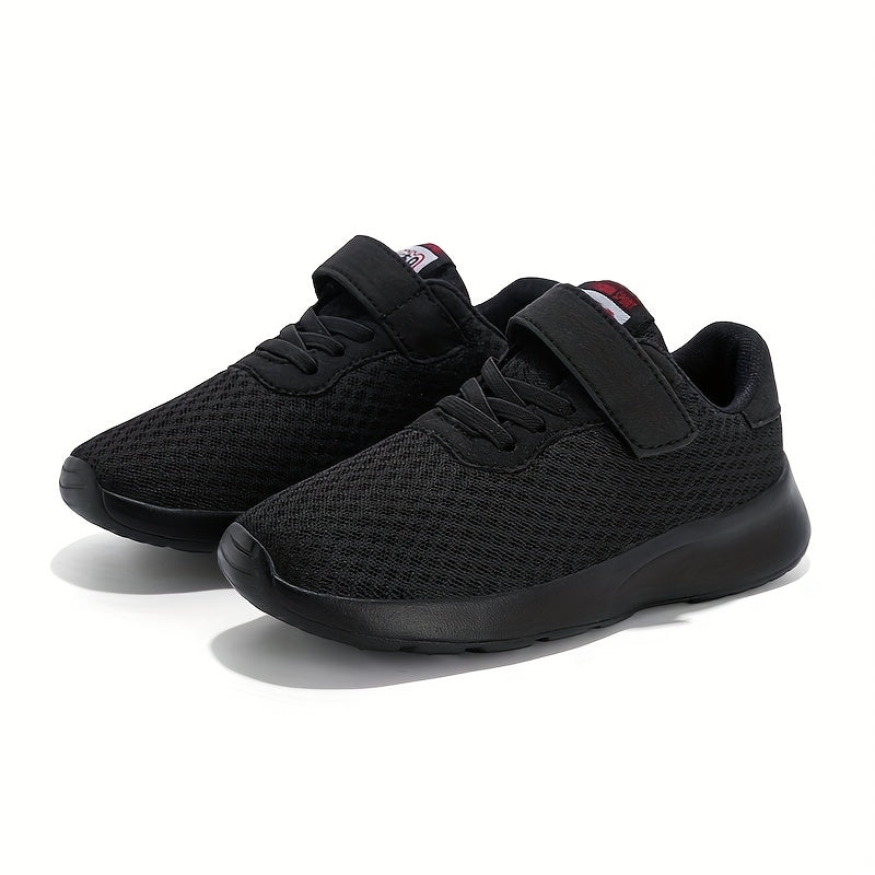 Fashionable Double Mesh Casual Sports Shoes for Boys, Suitable for Children Aged 8-12, Available in All Black And Sizes 28-39.