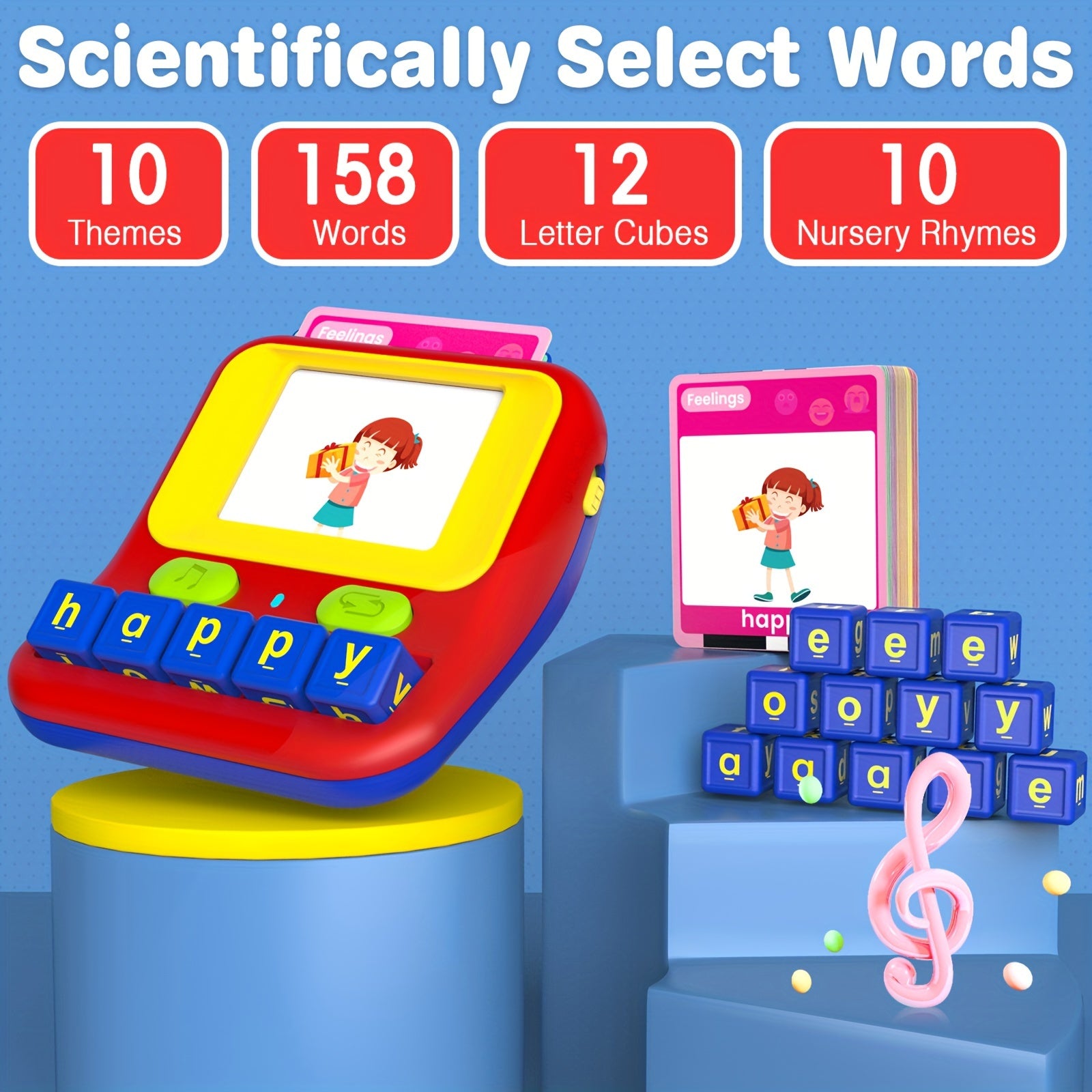 Learning Educational Toys For 3 4 5 6 7 8 Year Old Boys Girls, Talking Flash Cards With 158 Sight Words, Matching Letter Game