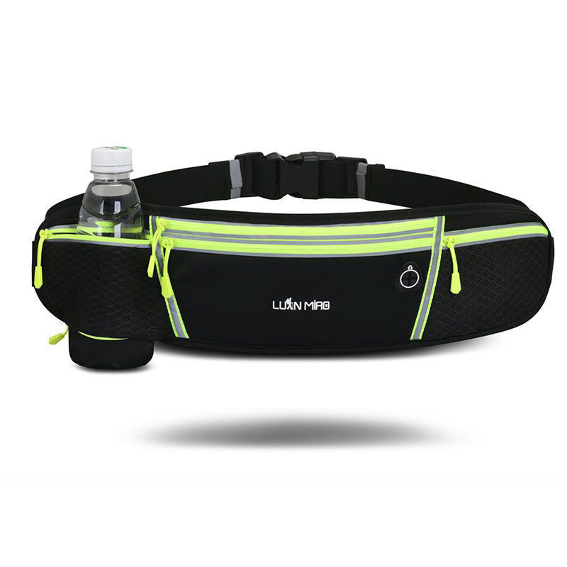 Luan Miao Sports Waist Pack - Black & White, Waterproof Polyester, Adjustable Strap