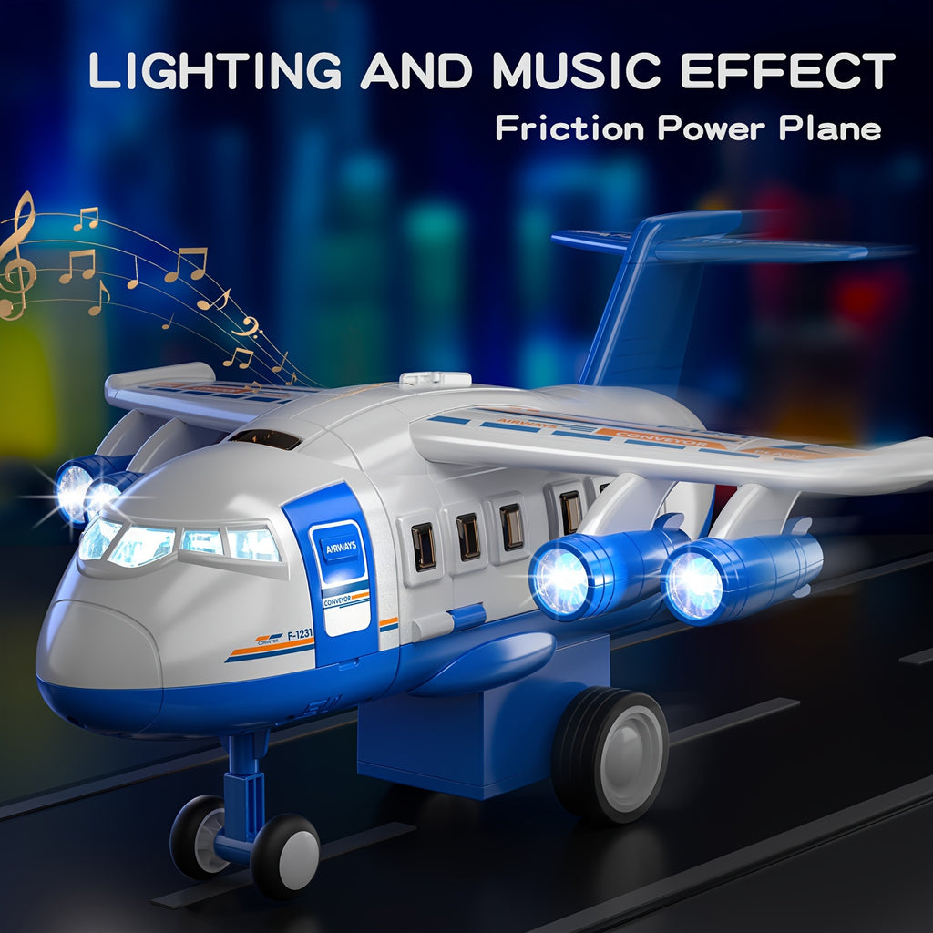 Home Kids Airplane Car Toys Simulation Inertia Aircraft Music Stroy With Light Passenger Plane Diecasts Kids Educational Toy