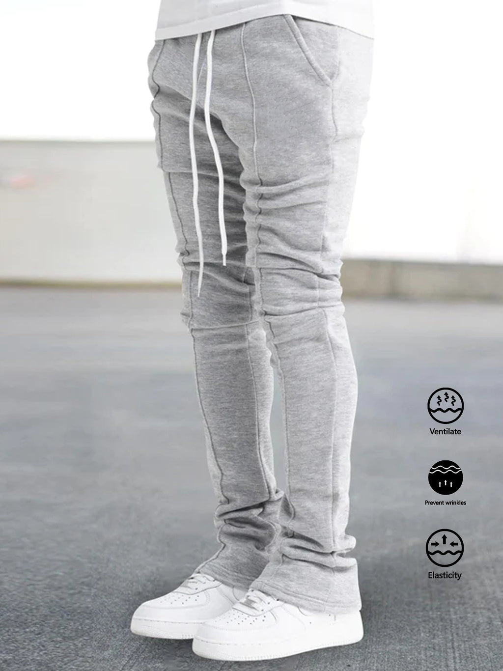 The Hottest Anti-Wrinkle Micro-Elastic Comfortable And Breathable Men'S Casual Trousers Front Mid-Flare Men'S Trousers Jogging Sports Trousers Trendy Trousers Rock Hip-Hop Trousers