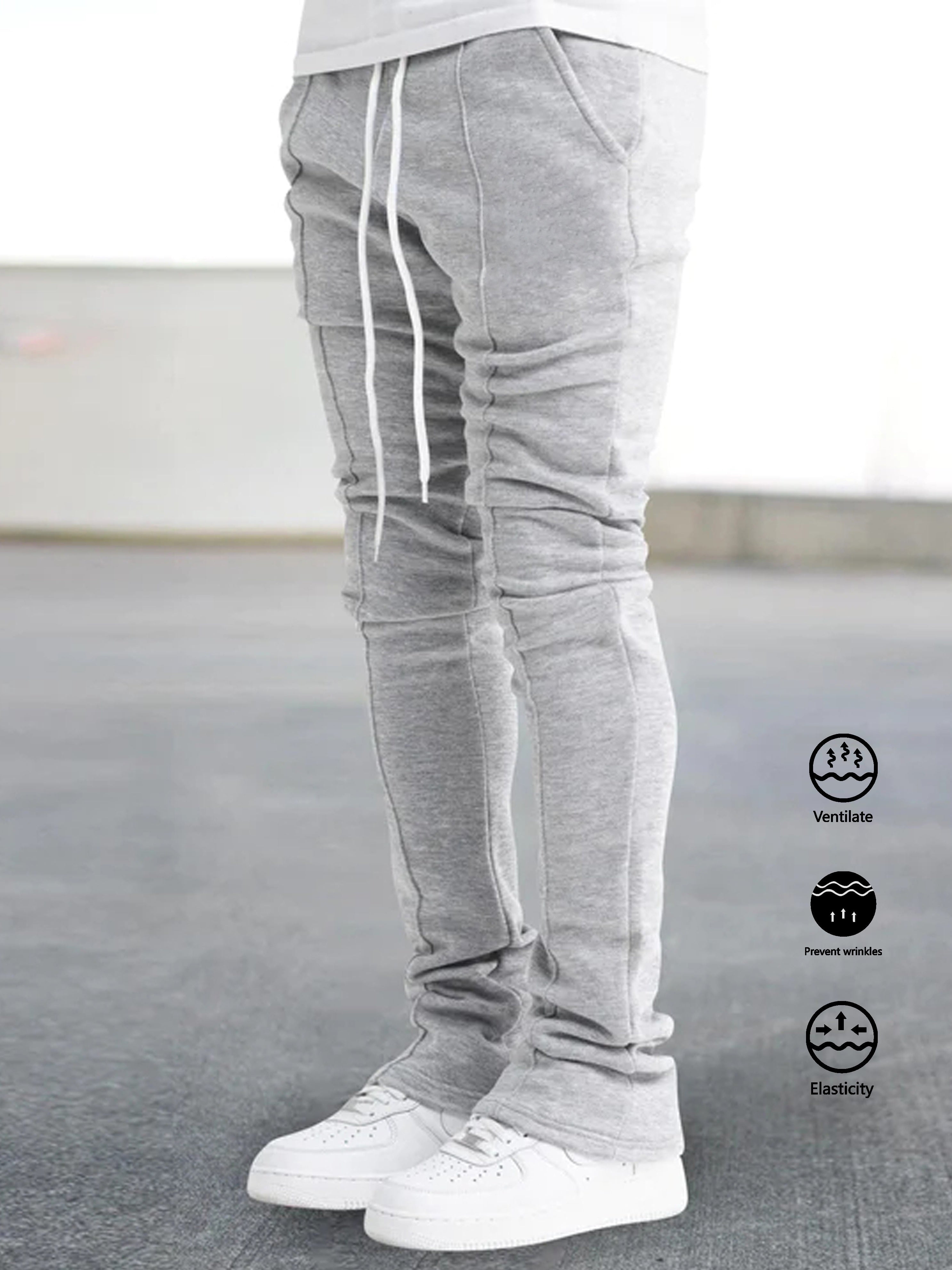 The Hottest Anti-Wrinkle Micro-Elastic Comfortable And Breathable Men'S Casual Trousers Front Mid-Flare Men'S Trousers Jogging Sports Trousers Trendy Trousers Rock Hip-Hop Trousers