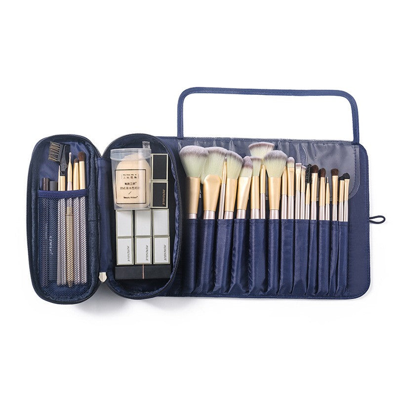 Large Capacity Makeup Brush Organizer Bag - Multi-Functional Korean Style Portable Cosmetic Pouch for Students