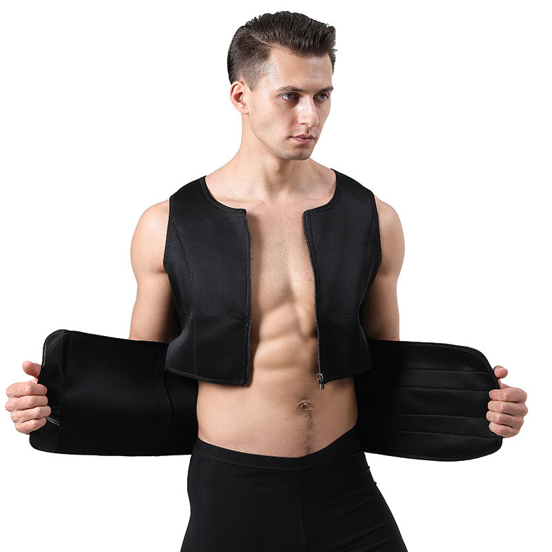 TKPARK Men's Adjustable Compression Tank Top & Waist Trainer - High-Elasticity Workout Shirt
