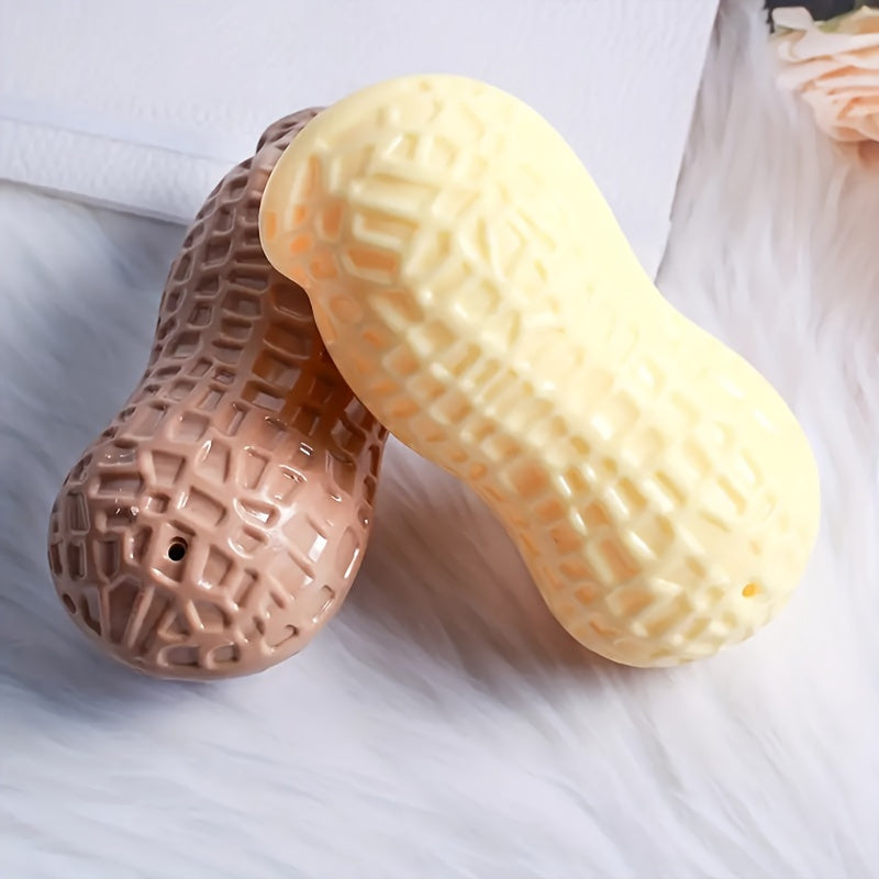 Durable Vinyl Chew Toys for Dogs - All Breed Sizes, Teeth Cleaning & Gum Soothing, Training & Play Peanut Patterned Dog Toy Set