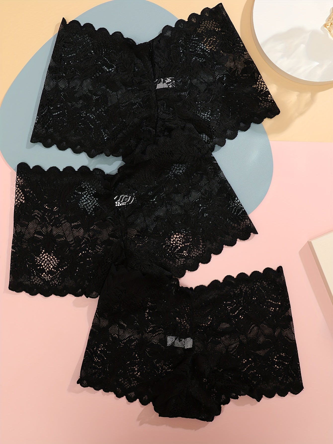 [Sexy Low Waist] Women's Sexy Low Waist Panties | 3pcs Set | Contrast Lace