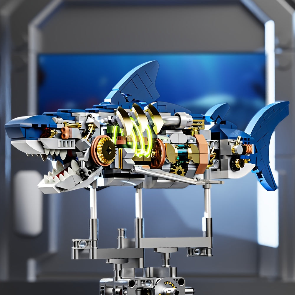 Ideas Shark Sea Creatures Building Set, Marine Animal Building Blocks Toys With Display Stand And Light, STEM Toys For Adults Crossing Ocean Lovers, 687pcs Christmas, Halloween Gift