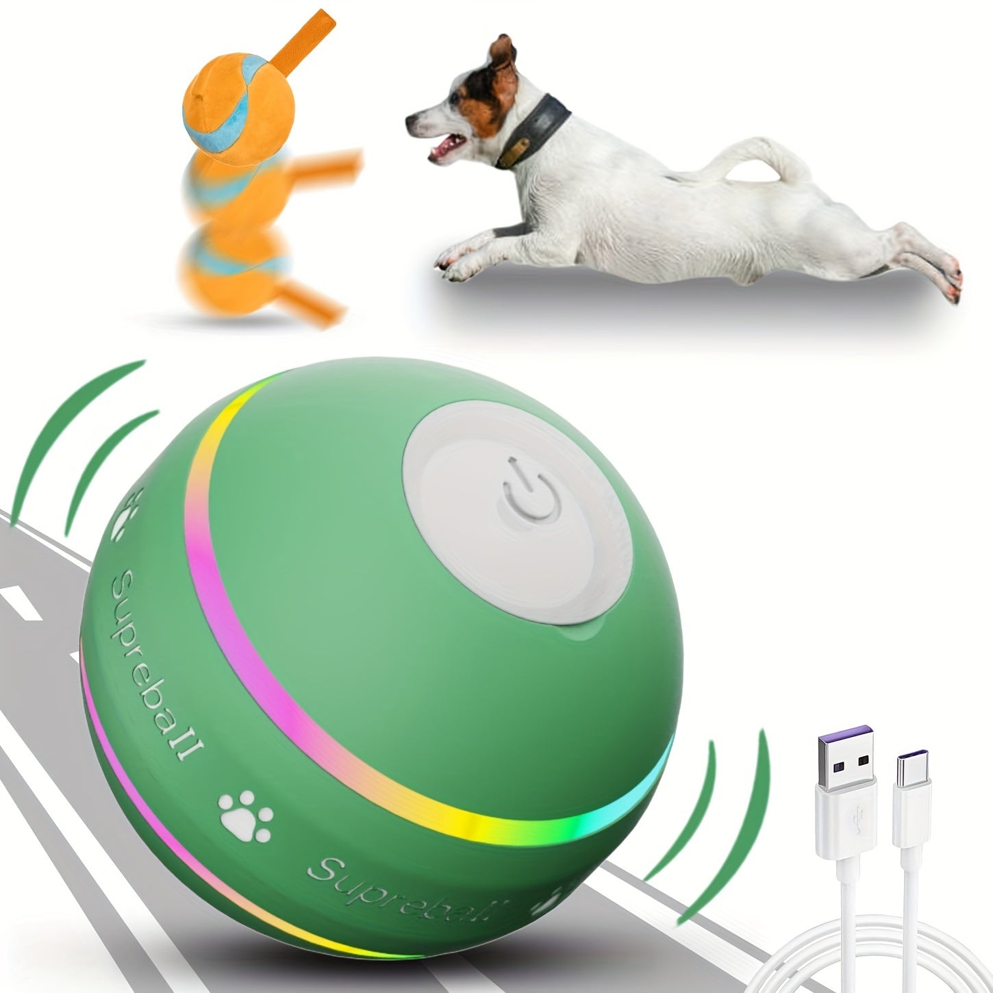 3rd Generation Interactive Dog Balls, BARHOMO Automatic Moving Tennis Ball Toys with Strap for Puppy/Small/Medium/Large Dogs, Improved Rolling Effect