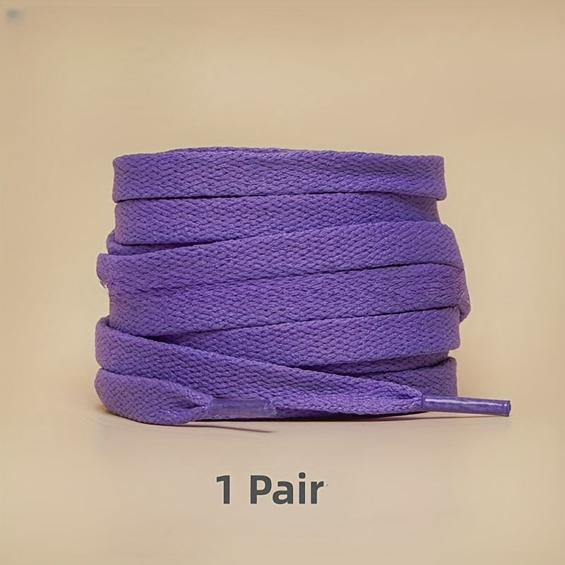 1pair Color Shoelaces Flat Sneakers Canvas Sports Shoelaces, Available In Multi Colors, Matching Use For Men Women