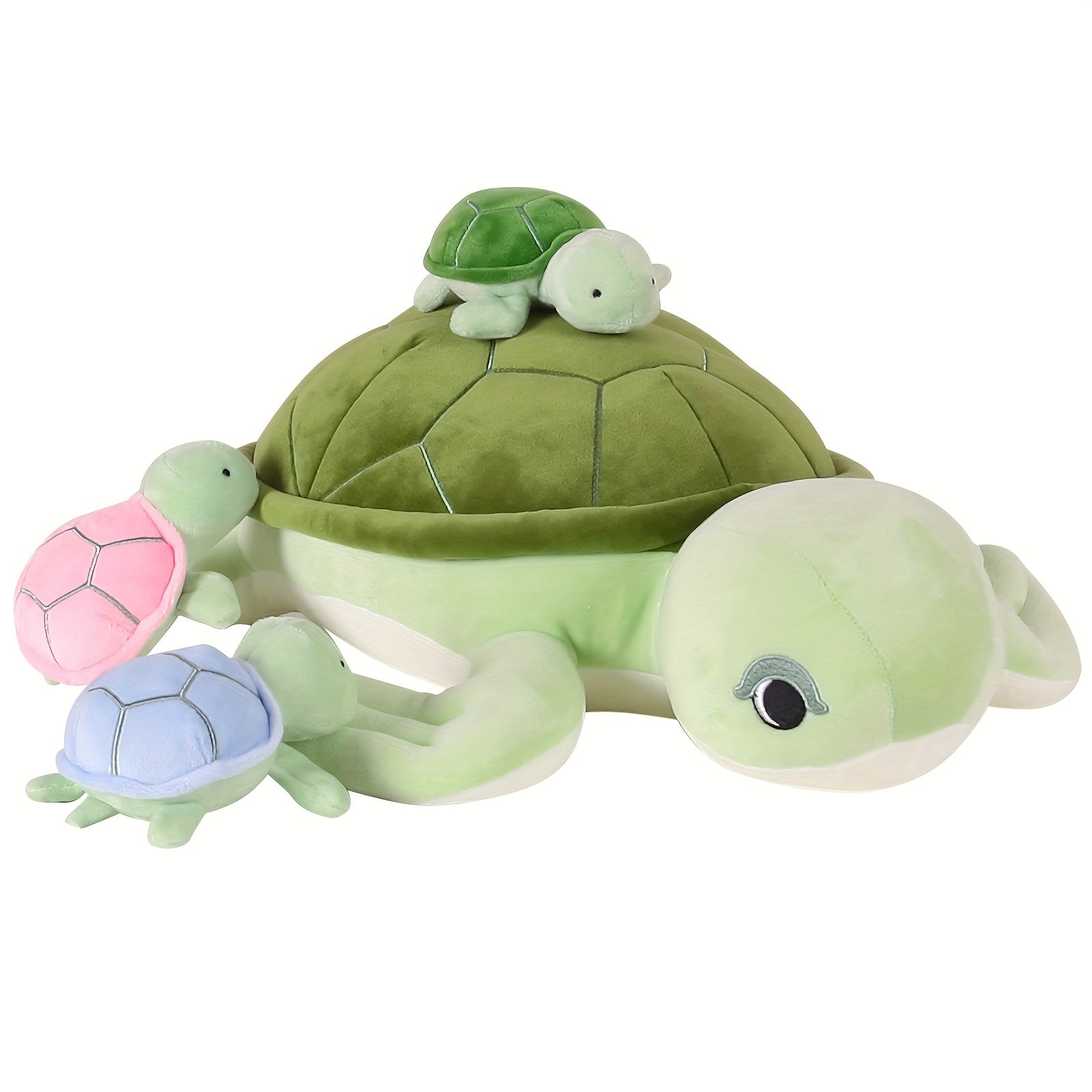 16Inch Turtle Stuffed Animals for Boys Girls Ages 3-8 - Mommy Turtle with 3 Baby Turtles- Magical Turtle Pillow Plushie Toys - Enchanting Cuddly Companions for Imaginative Play, Kids, Boys Birthday