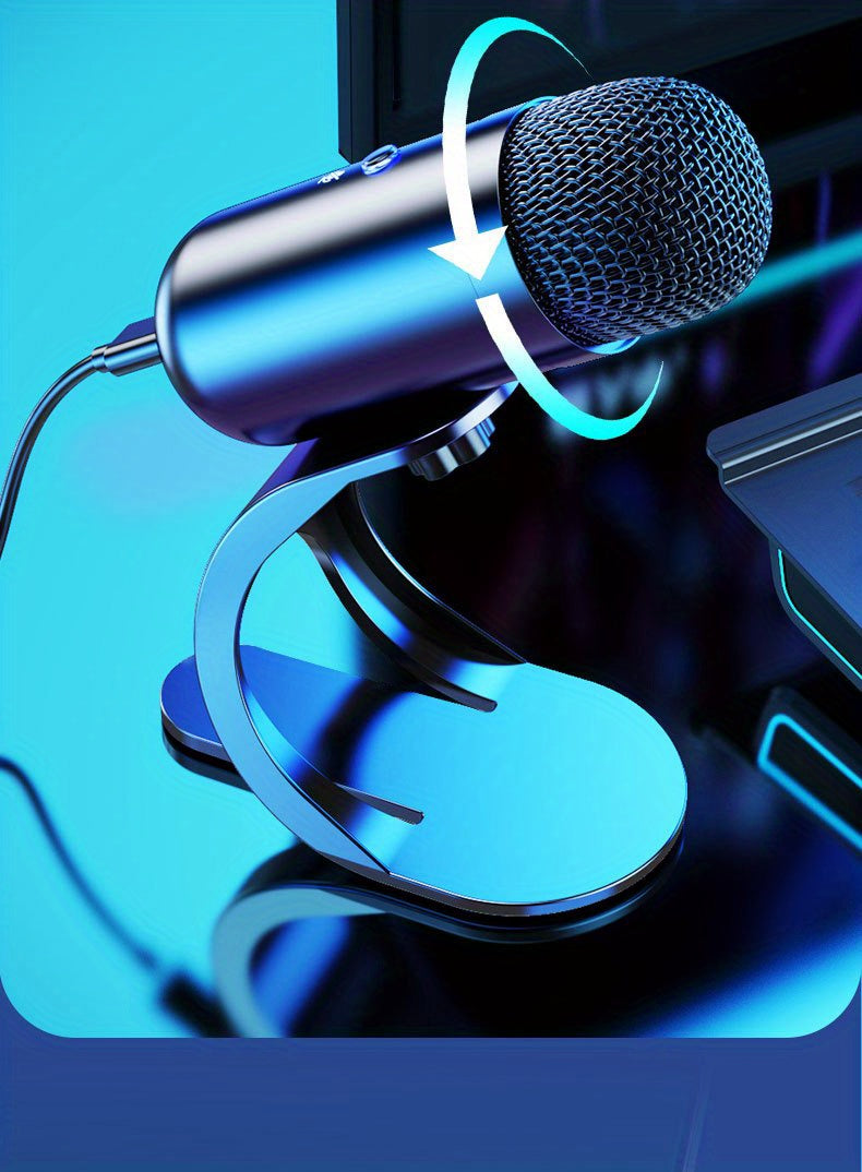 Professional USB Microphone Kit Plug & Play for Studio, E-sports, Singing The microphone used for computers is easy to use and has clear sound quality