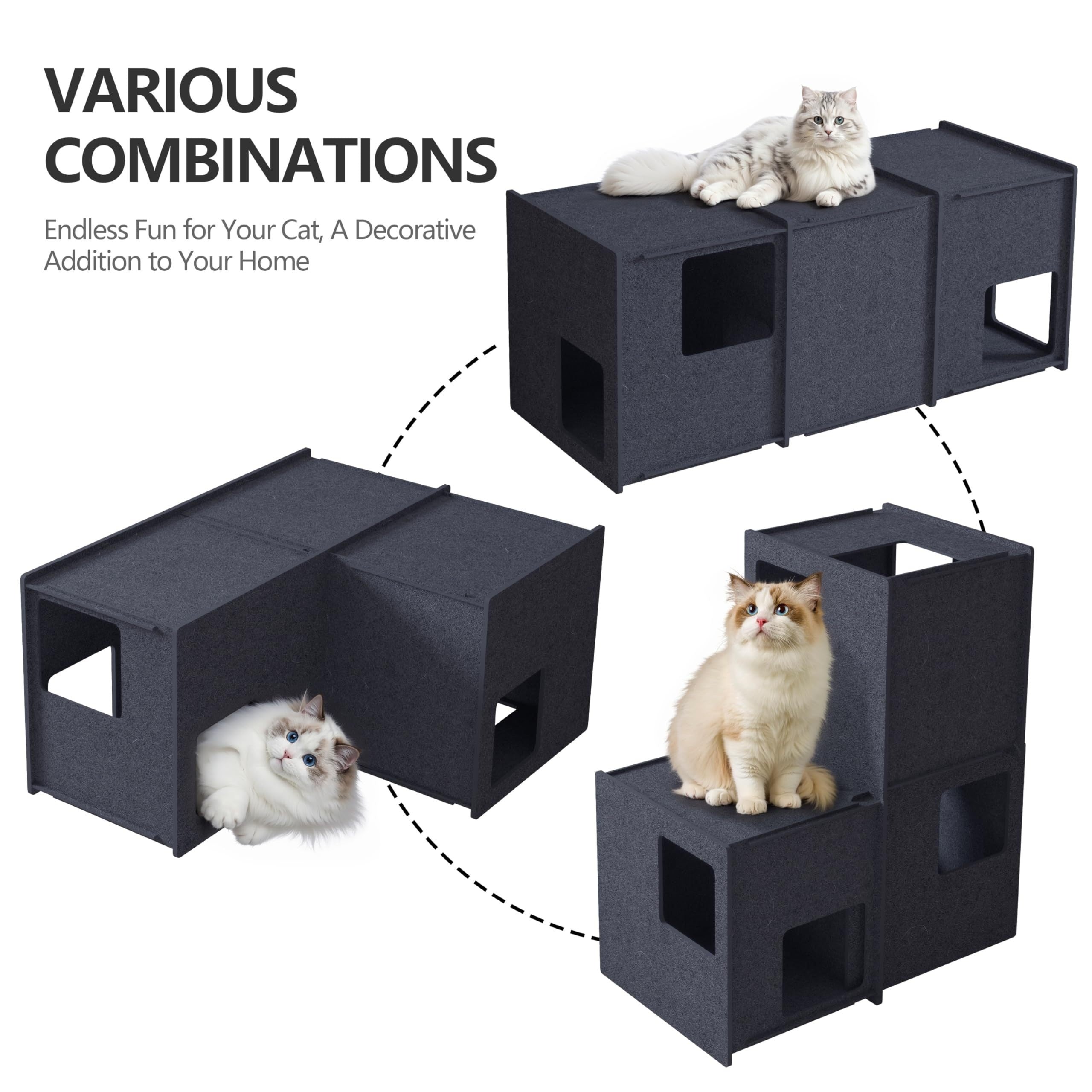 3-Storey Peekaboo Cat Mansion - Spacious Hideaway, Tunnel Bed, Condo Shelter for Multiple Cats - Fun Gifts, Toys, and Joy for Feline Friends