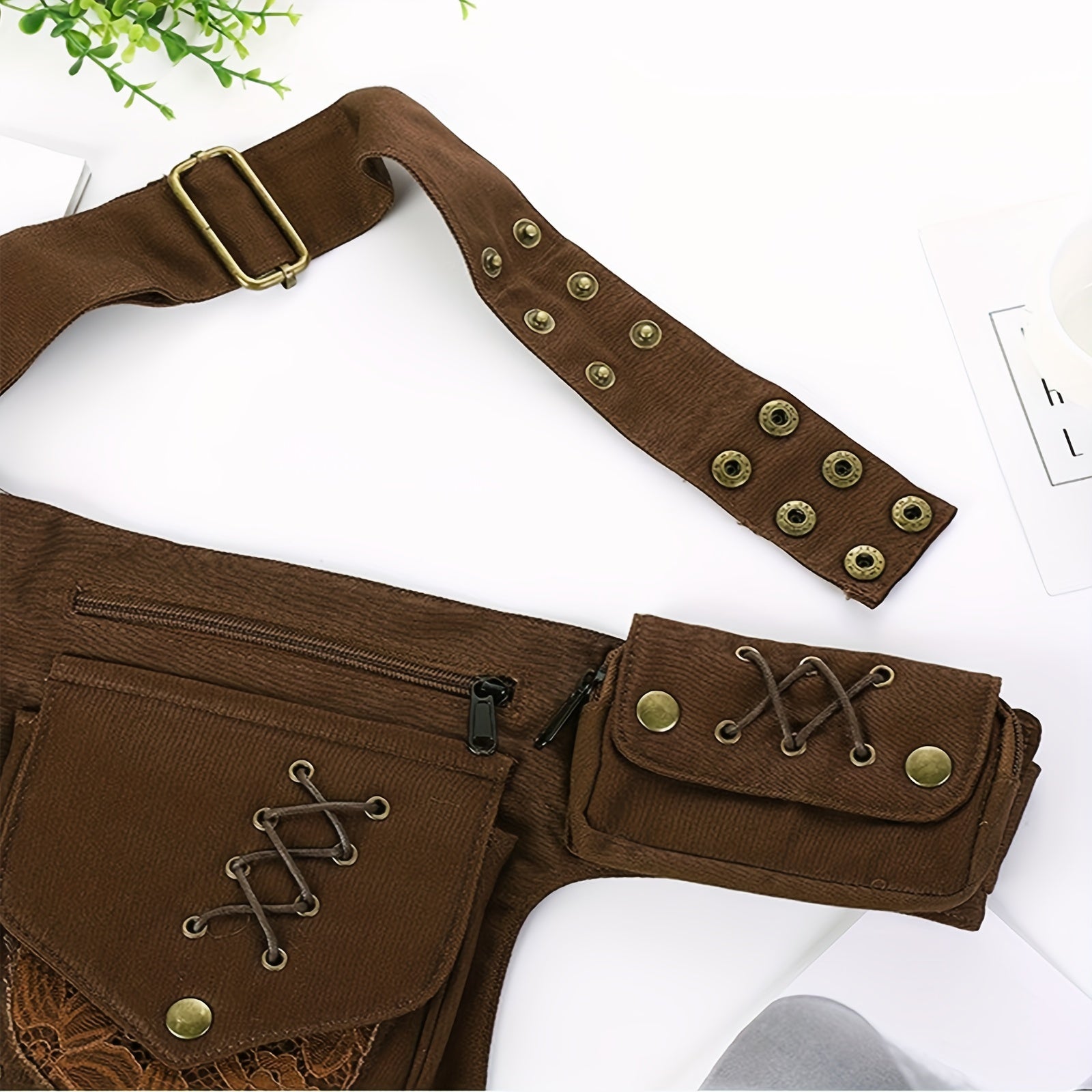 1pc Retro Floral Printed Lace Waist Bag, Storage Bag Fanny Bag, Multifunctional Outdoor Sports Bumbag For Running Cycling Hiking, Mobile Phone Bag, Card License Phone Holder