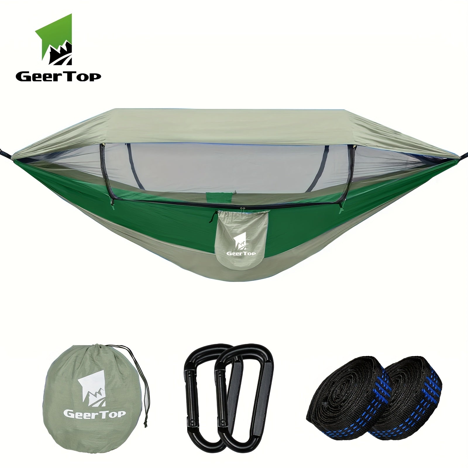 GEERTOP 3in 1 Outdoor Hammock with Mosquito Net Sun Shelter, Double Sleep Rest Camping Hammock for Backpacking Travel Garden Park