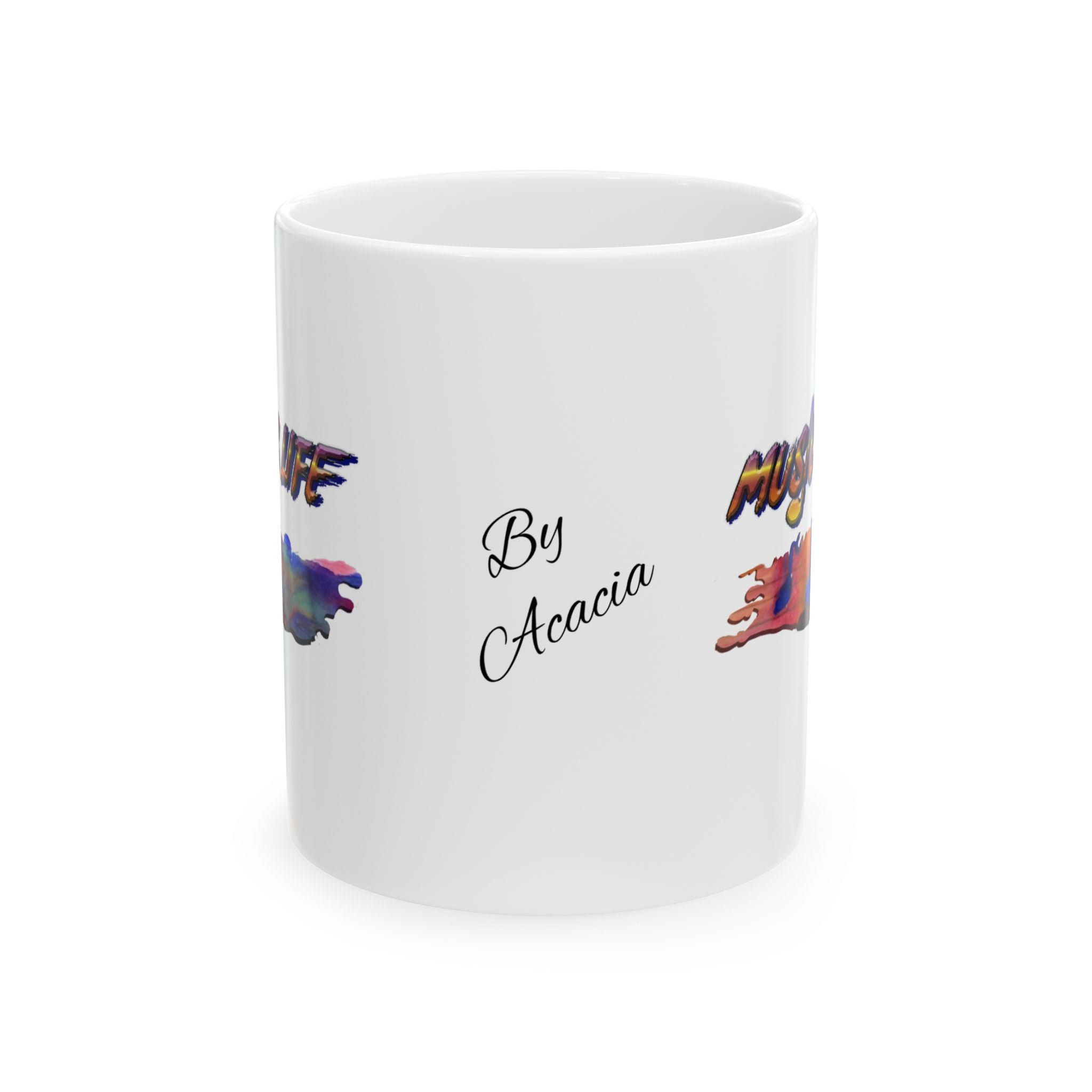 Music is Life Ceramic Mug — Colorful Drip Wave Coffee Cup (11oz, 15oz)