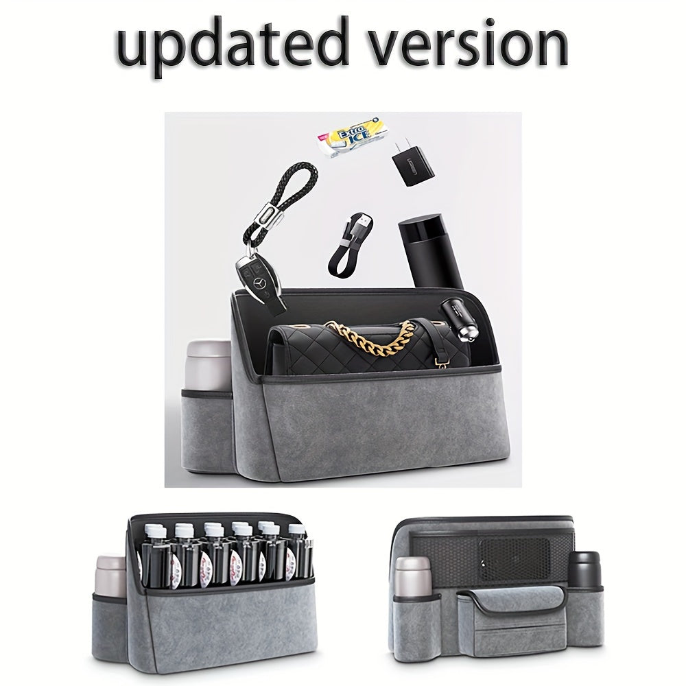 Car Handbag Holder Between Seats Suede Large Capacity Car Purse Holder Automotive Consoles & Organizers For Document Phone Storage Car Organizer