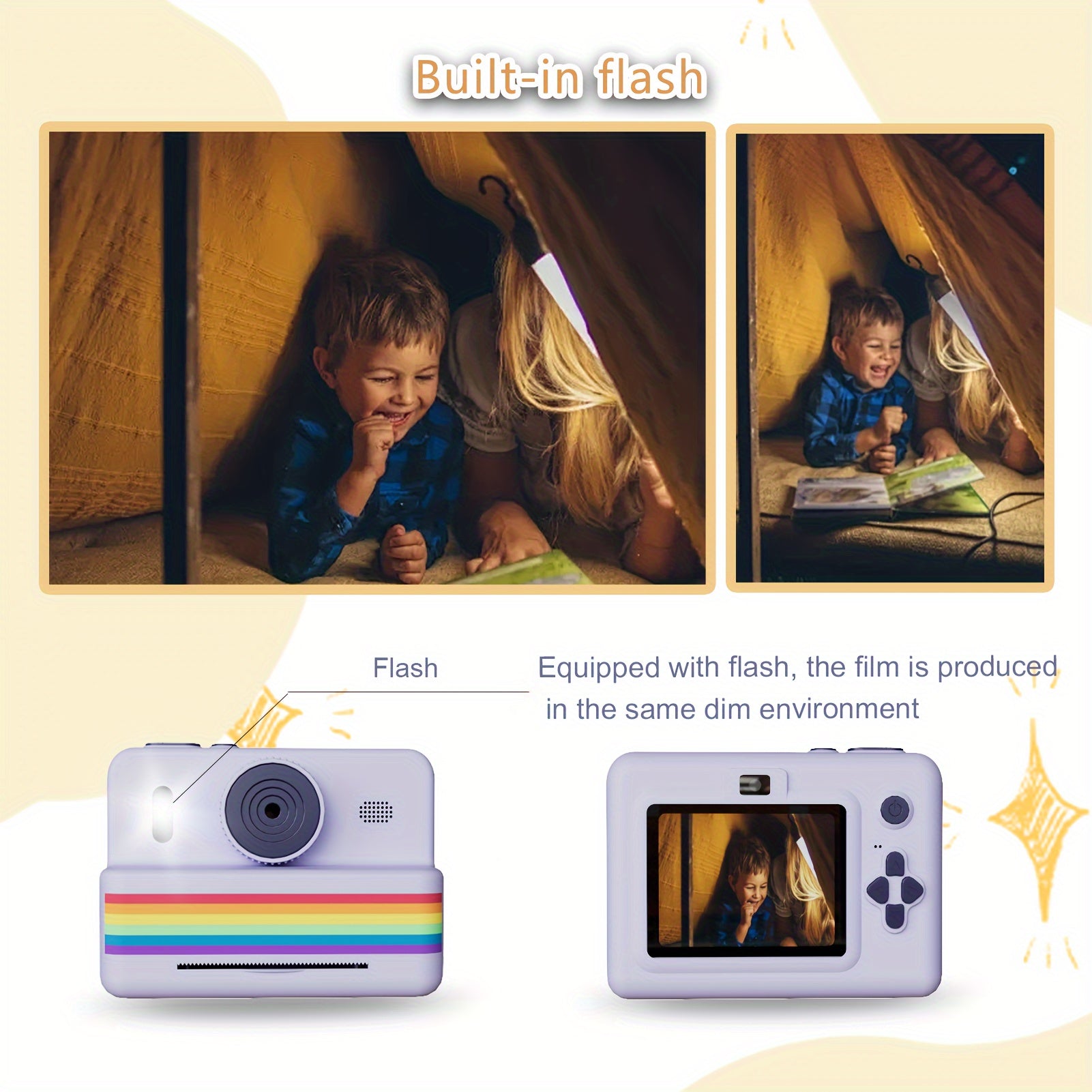 Youngsters Instant Print Camera, 2.8 Screen HD Digital Selfie Camera, Dual Lens Portable Toys with 3 Rolls Of Printing Paper, Christmas, Birthday, Halloween, Thanksgiving Gifts for 3-12 Years Old