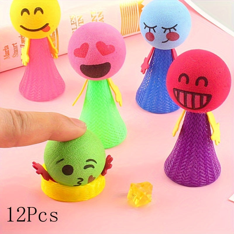 12 Pack Bounce Dolls for Kids - EVA Stress Relief Toys for Ages 6-8, Non-Electric, Featherless, Diverse Colors - Ideal for Birthday, Christmas, Halloween Party Favors and Classroom Rewards