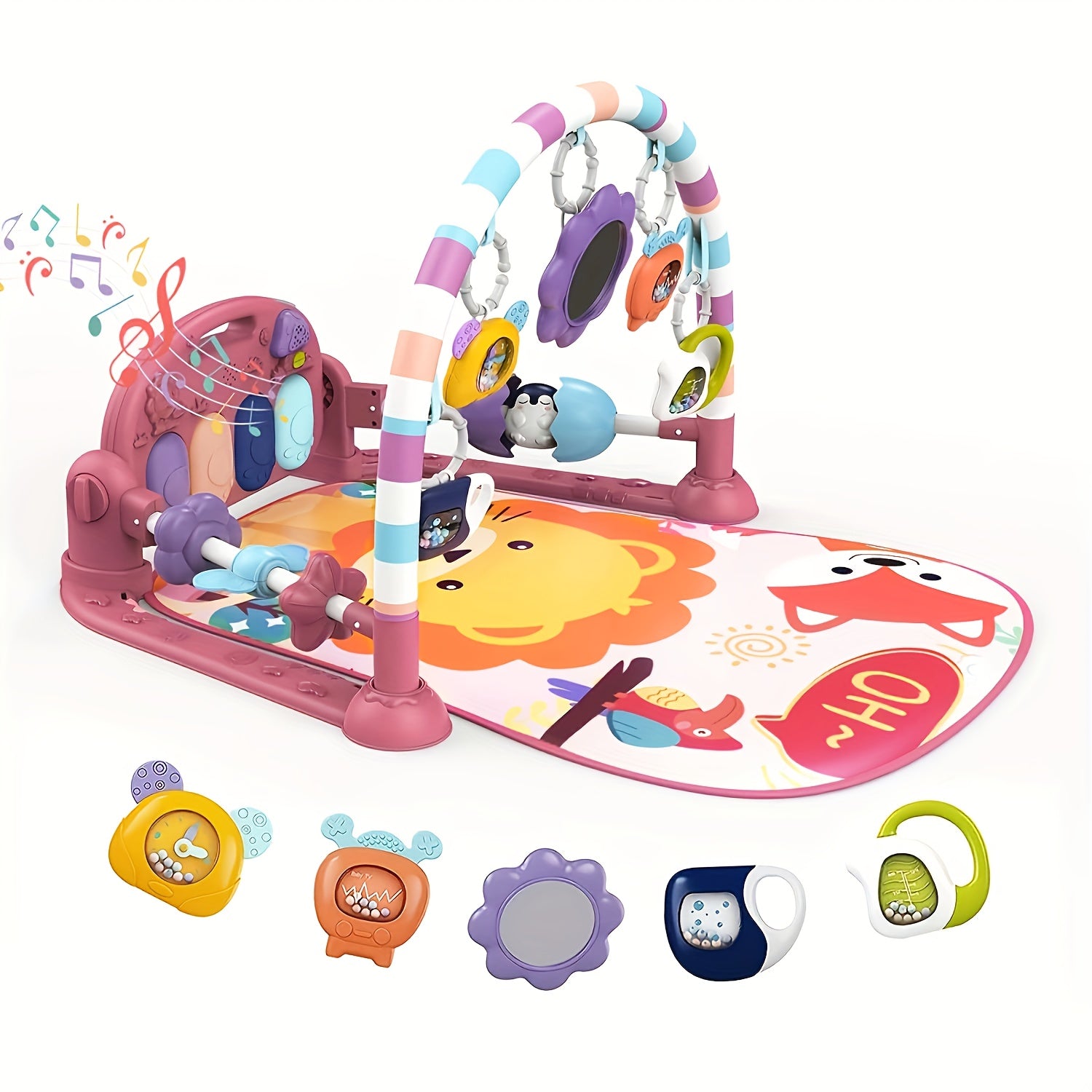Youngsters Play Mat Youngsters Gym, Funny Play Piano Tummy Time Youngsters Activity Gym Mat with 5 Youngsters Learning Sensory Youngsters Toys, Music And Lights Boy & Girl Gifts for Youngsters Youngsters 0 to 3 6 9 12 Months
