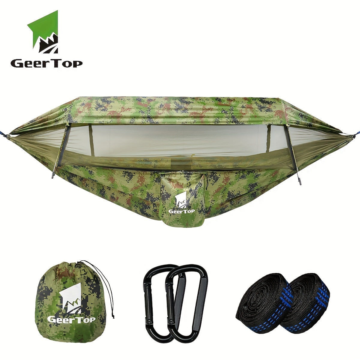 GEERTOP 3in 1 Outdoor Hammock with Mosquito Net Sun Shelter, Double Sleep Rest Camping Hammock for Backpacking Travel Garden Park