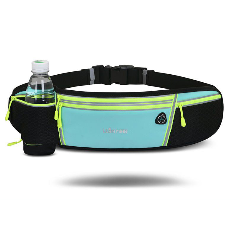 Luan Miao Sports Waist Pack - Black & White, Waterproof Polyester, Adjustable Strap