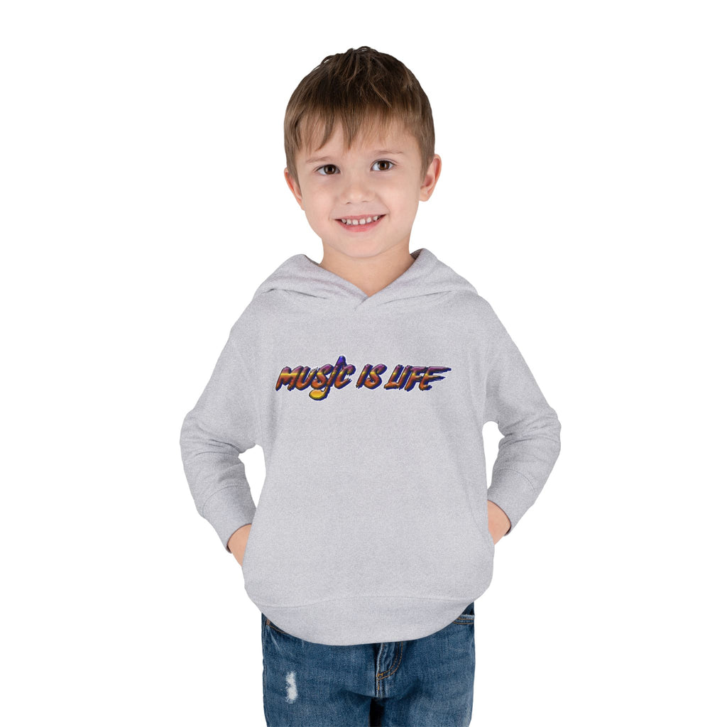 Toddler Hoodie "Music Is Life" — Colorful Brushstroke Kids Pullover